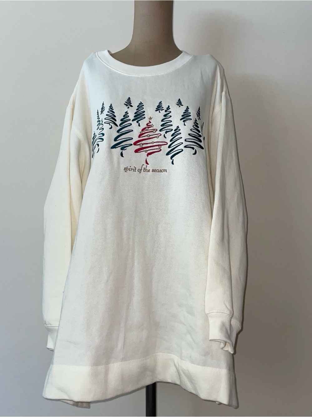 Venezia Cream Holiday Tree Sweatshirt fleece lined/Christmas